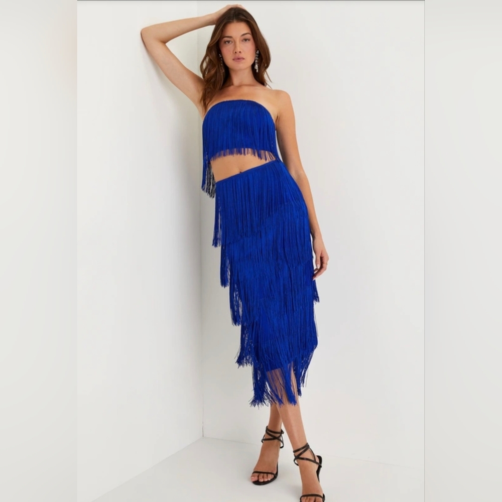 Lulus Royal Blue Fringe Dress